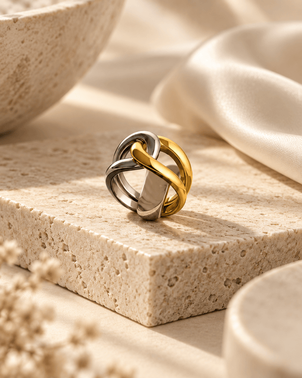 Anillo Dúo Torsión Dorado