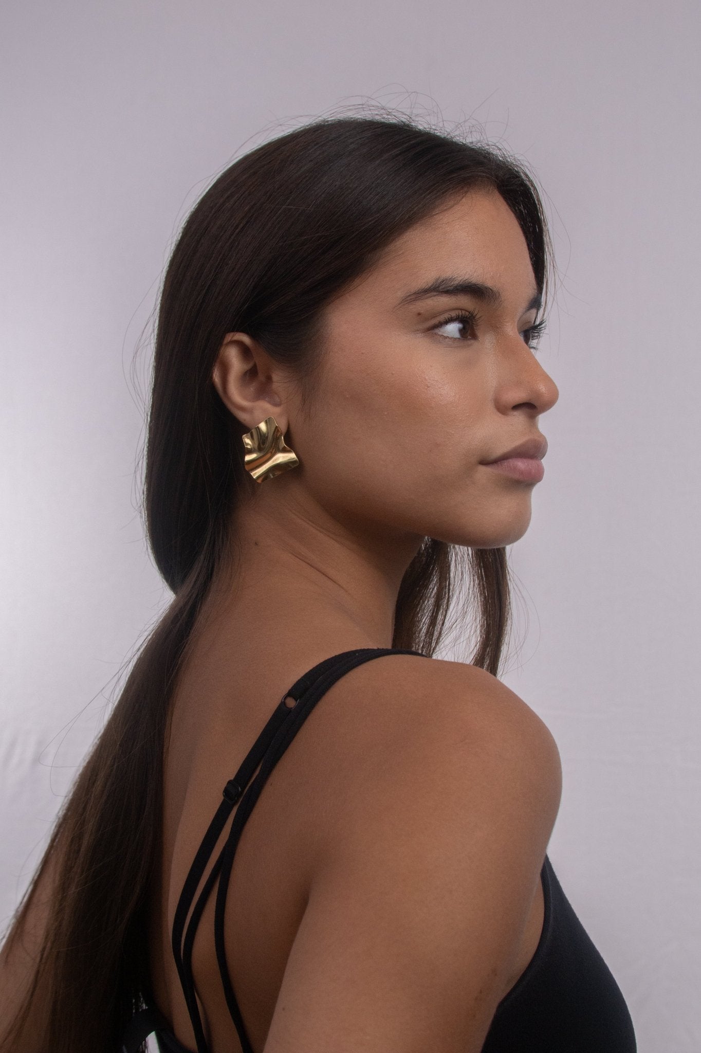 Aretes Aro Hoja Dorado - IXIA