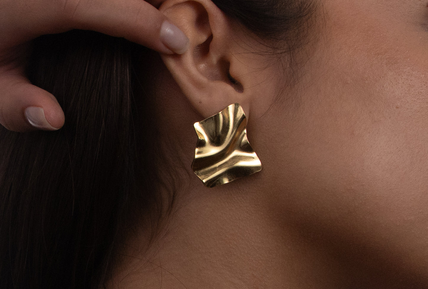 Aretes Aro Hoja Dorado - IXIA