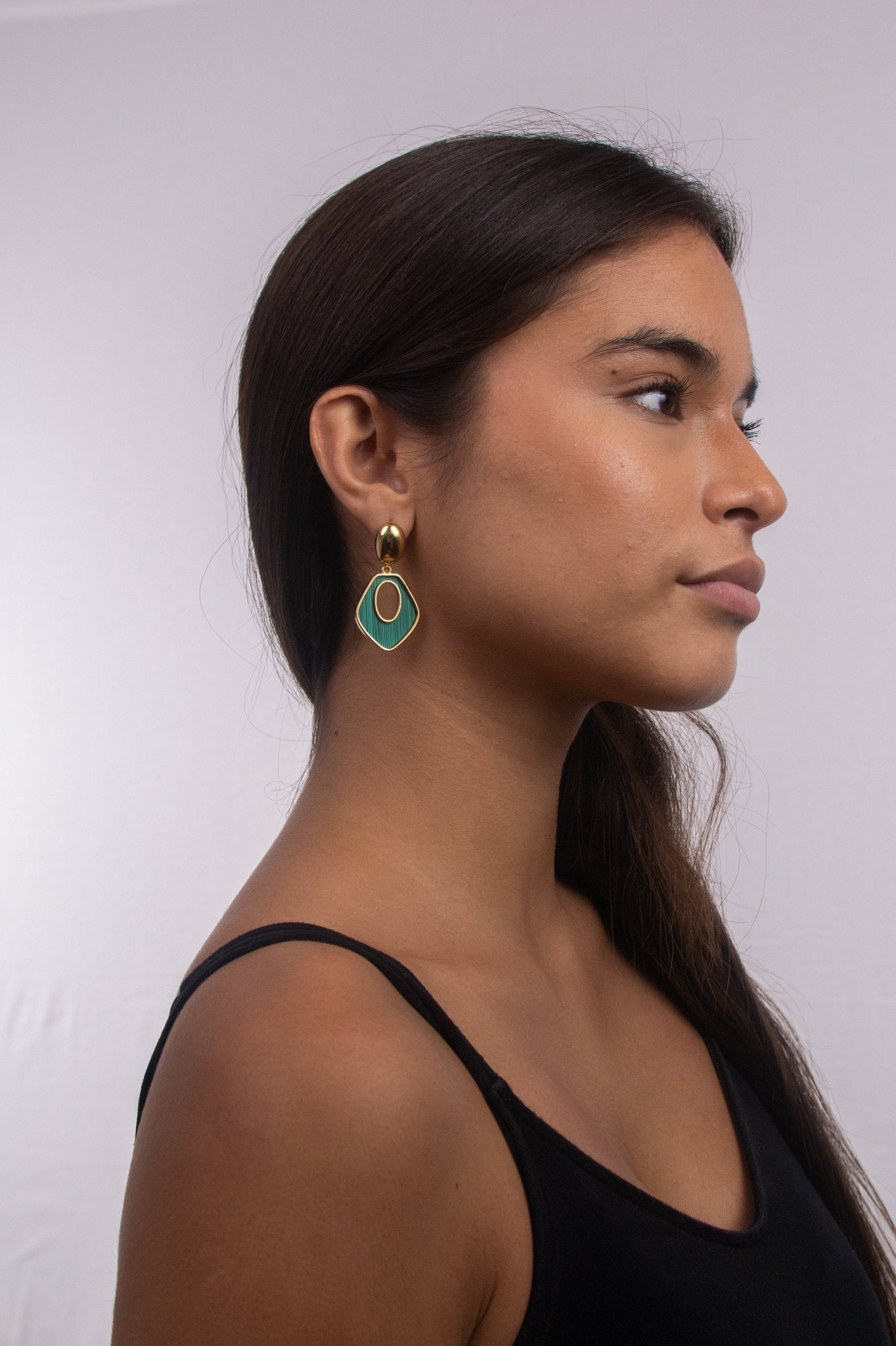 Aretes Gota Verde Dorado - IXIA