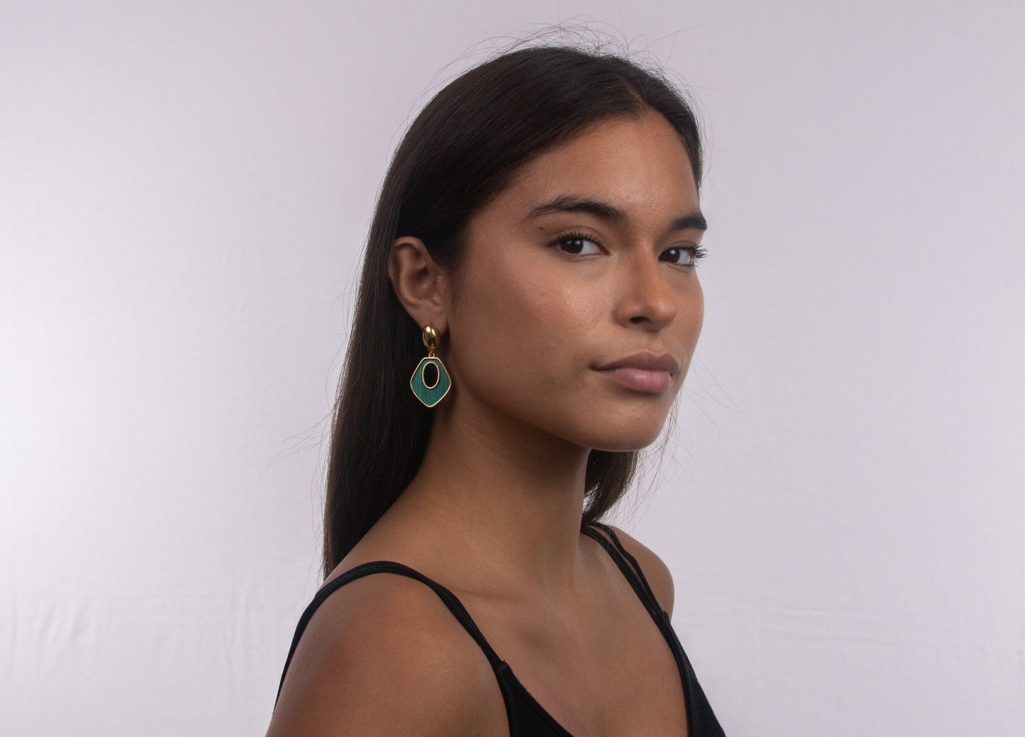 Aretes Gota Verde Dorado - IXIA