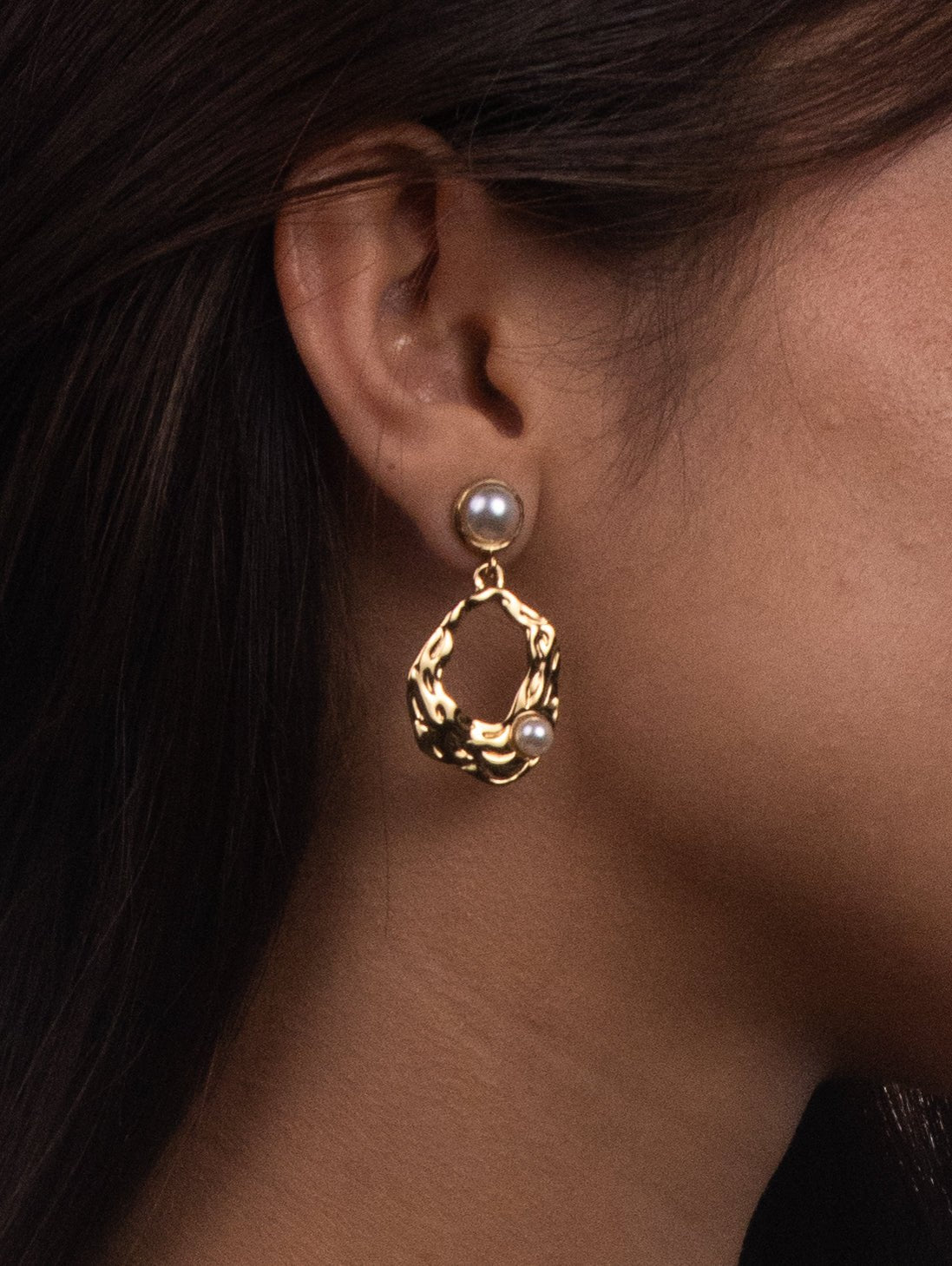 Aretes Aro Perla Dorado - IXIA