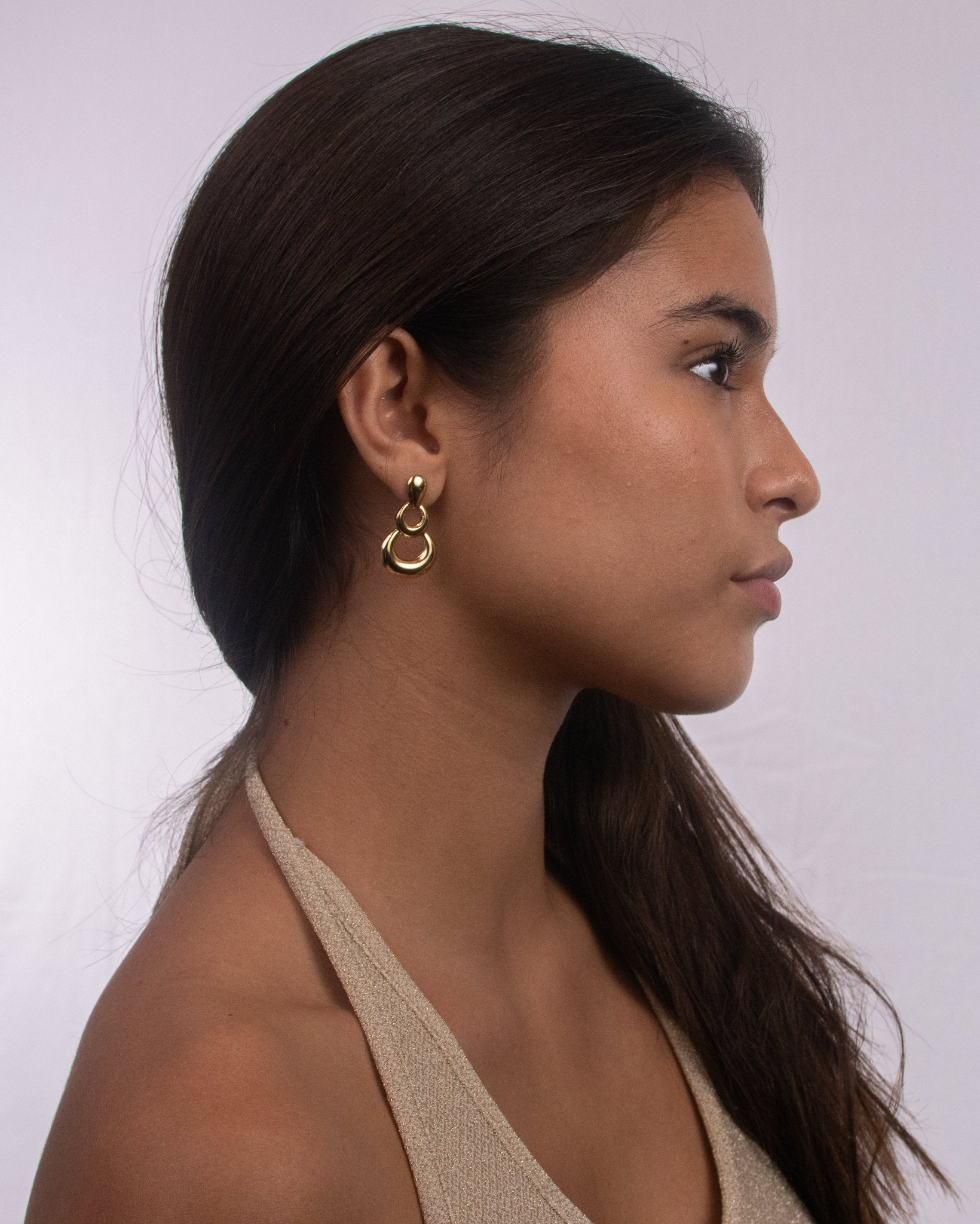 Aretes Aro Perla Dorado Grande - IXIA
