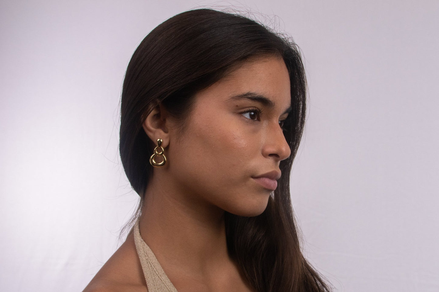 Aretes Aro Perla Dorado Grande - IXIA