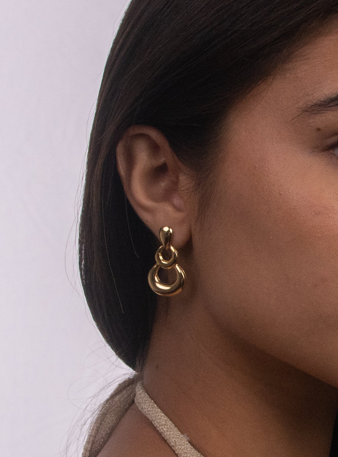 Aretes Aro Perla Dorado Grande - IXIA