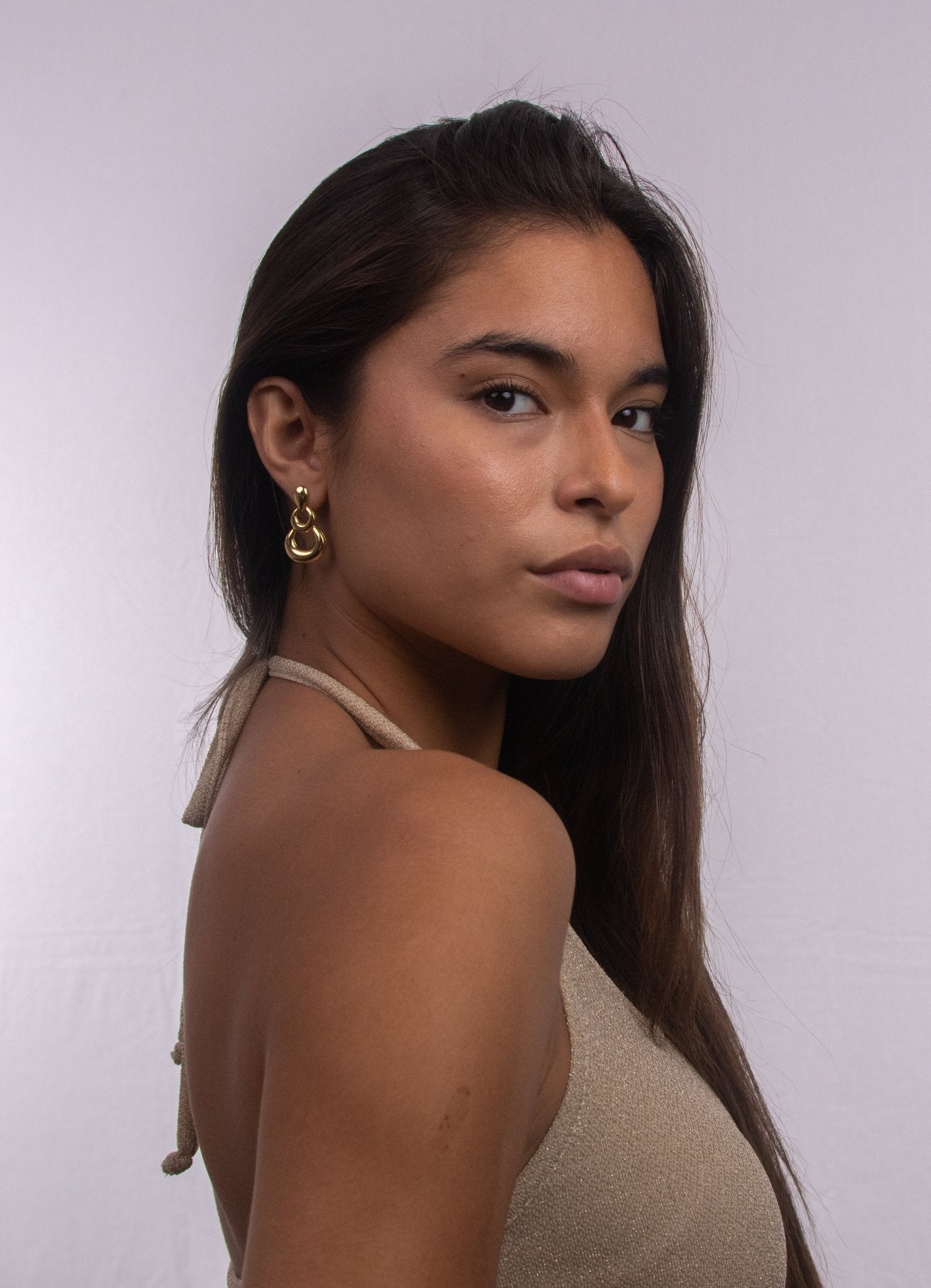 Aretes Aro Perla Dorado Grande - IXIA
