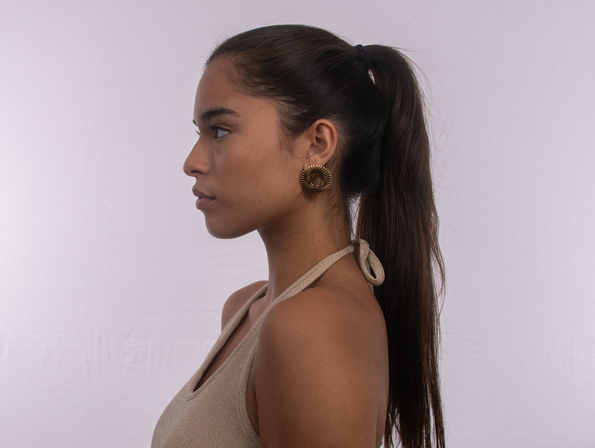 Aretes Aro Sol Dorado - IXIA