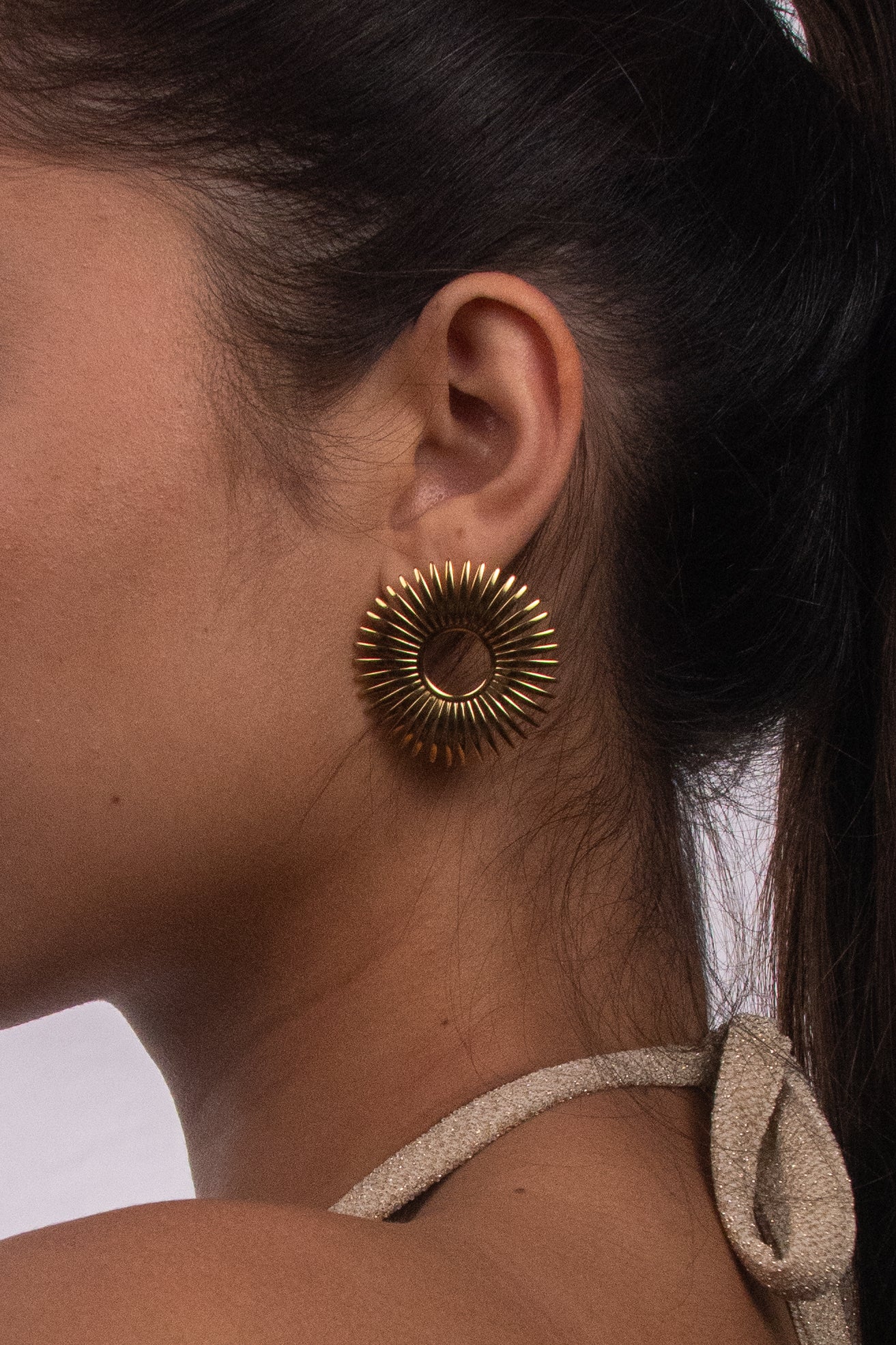 Aretes Aro Sol Dorado - IXIA