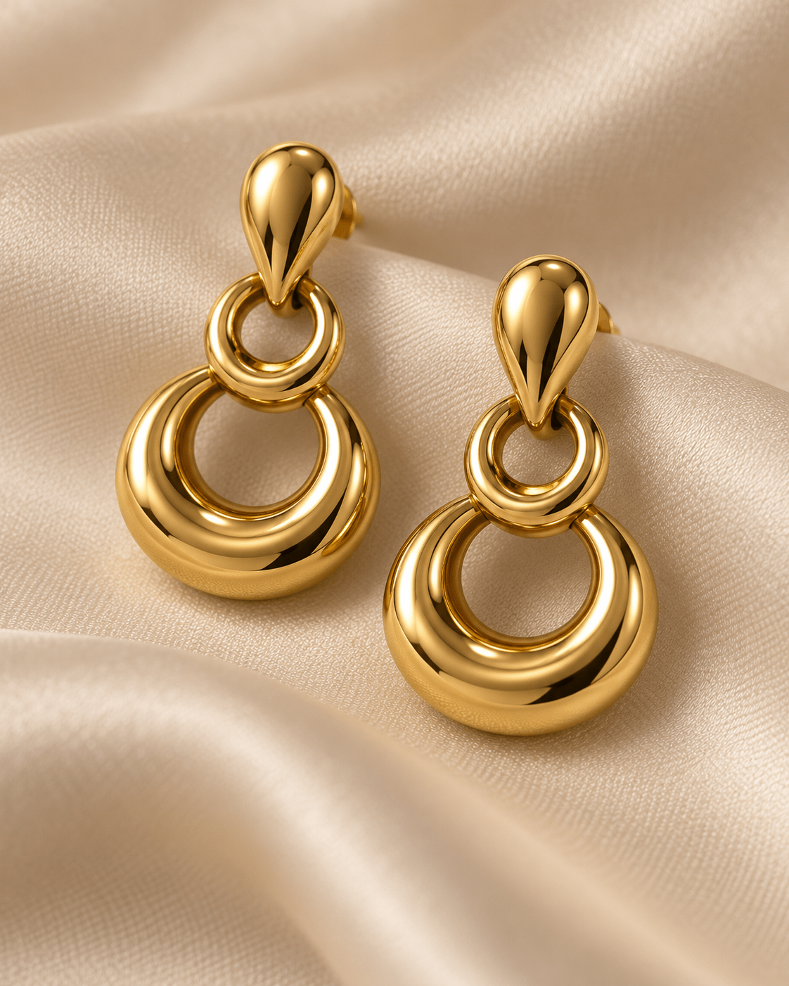 Aretes Aro Perla Dorado Grande - IXIA